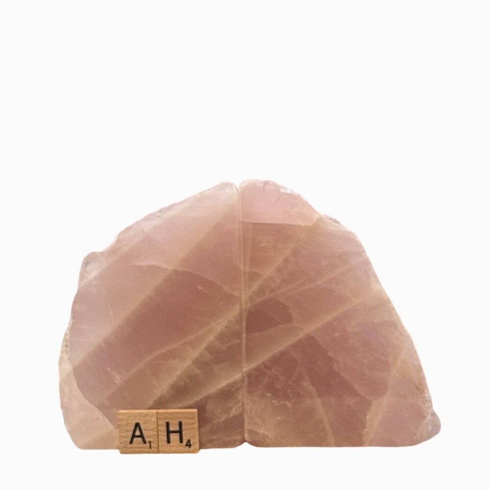 Pink Rose Quartz Crystal Bookends, Natural Characteristics Unique Bookshelf (AH) - Picture 8 of 10